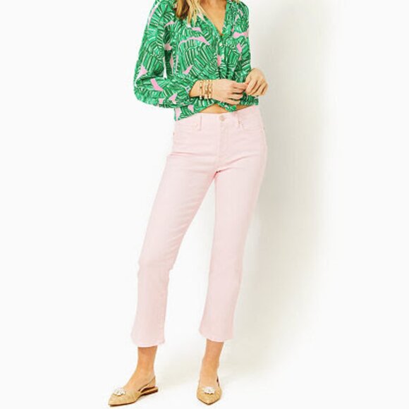 Lilly Pulitzer Pants - Lilly Pulitzer NWT Annet Crop Flare Jeans in Misty Pink Size 4